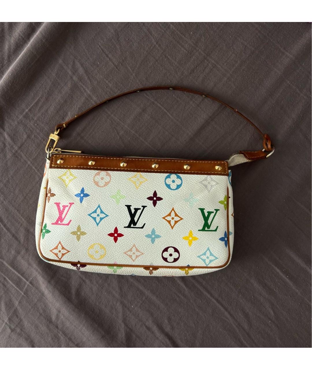 LOUIS VUITTON Белая кожаная сумка с короткими ручками, фото 6