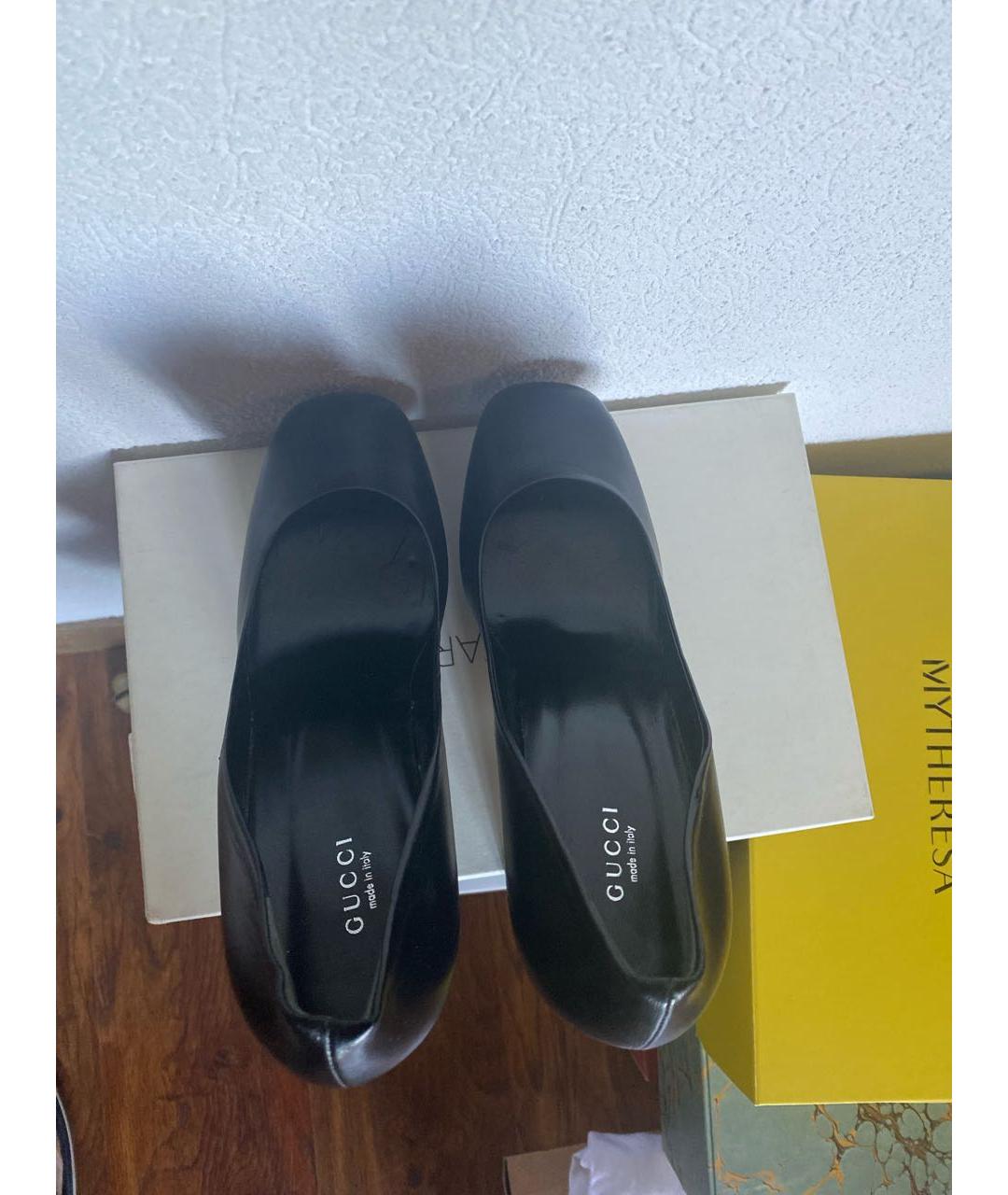 GUCCI Черные кожаные туфли, фото 3