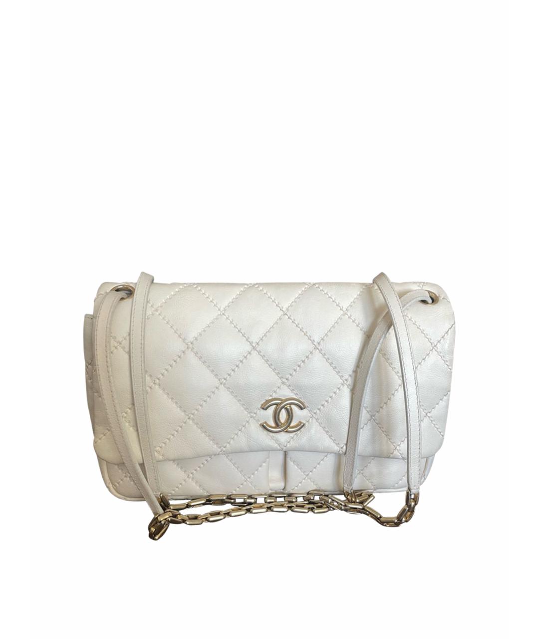 CHANEL PRE-OWNED Бежевая кожаная сумка через плечо, фото 1