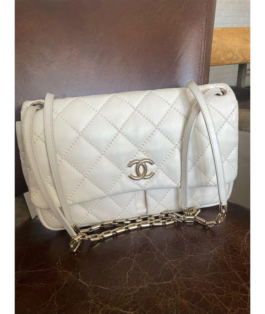 CHANEL PRE-OWNED Бежевая кожаная сумка через плечо, фото 6