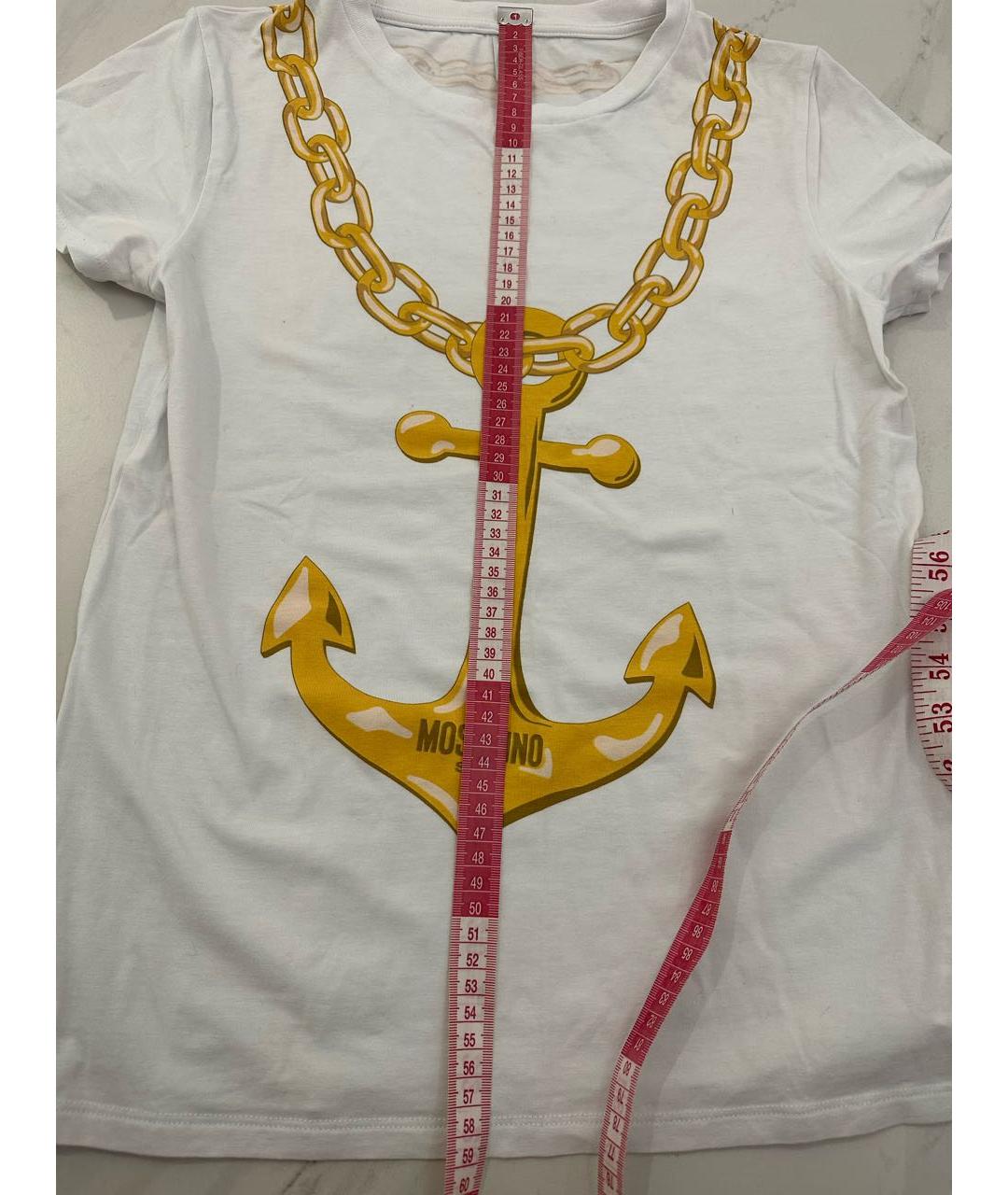 MOSCHINO Белая хлопковая футболка, фото 4