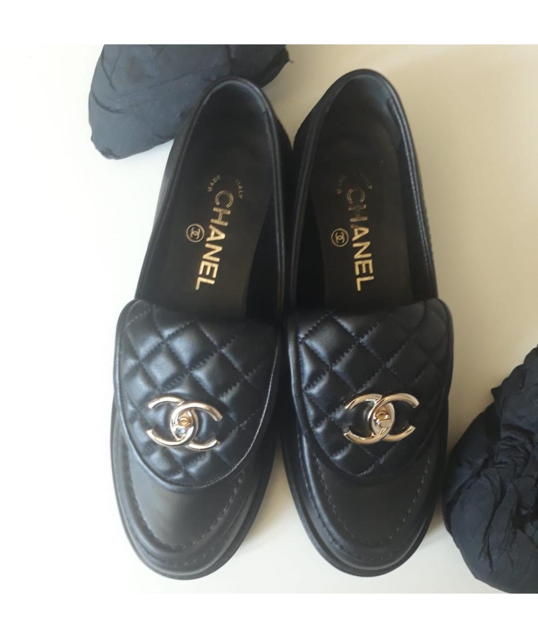 CHANEL PRE-OWNED Черные кожаные лоферы, фото 2