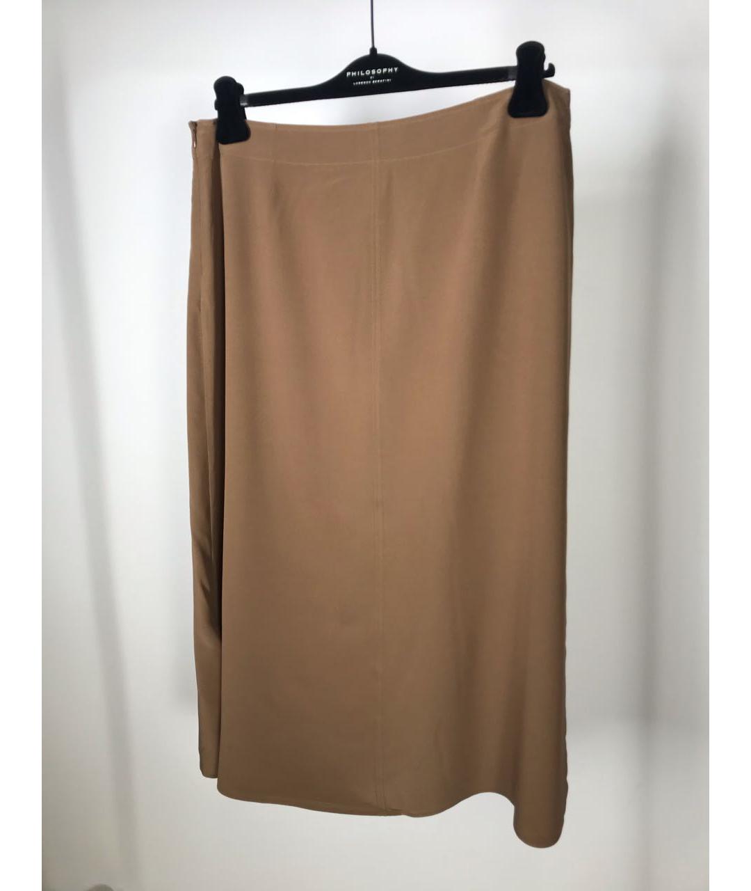 HERMES PRE-OWNED Коричневая шелковая юбка мини, фото 2