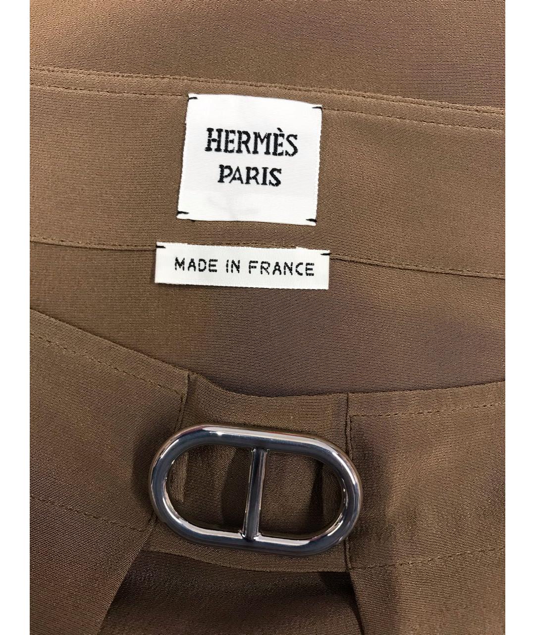HERMES PRE-OWNED Коричневая шелковая юбка мини, фото 6