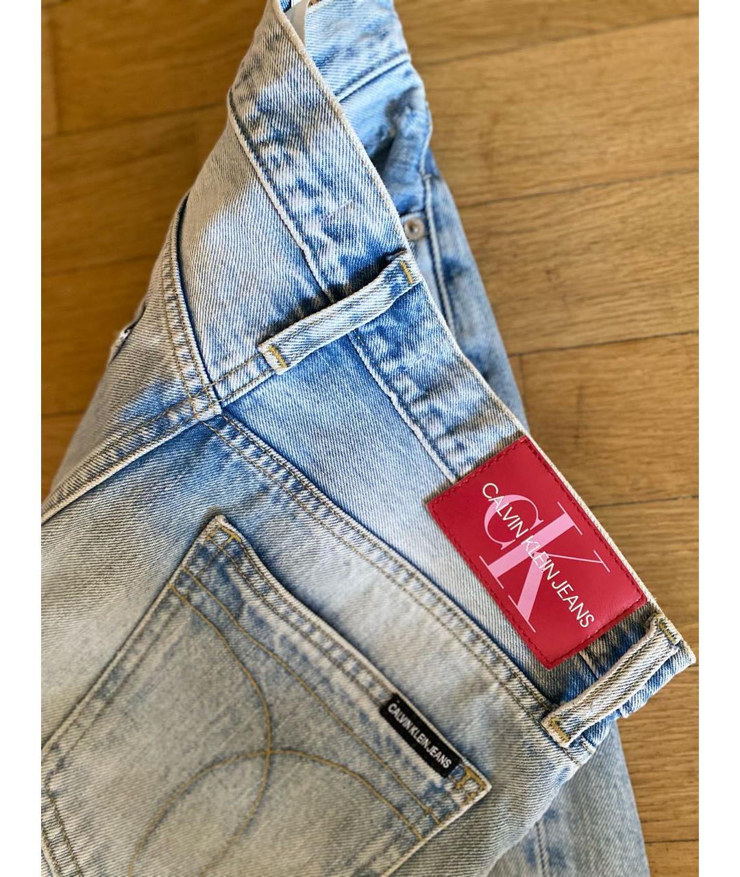 CALVIN KLEIN JEANS Голубые хлопковые прямые джинсы, фото 4