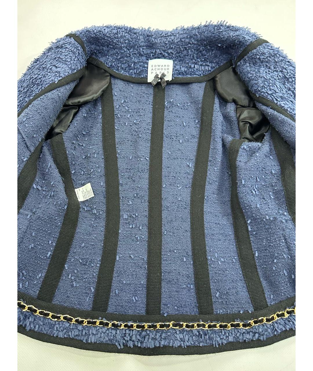 EDWARD ACHOUR PARIS Темно-синий шерстяной жакет/пиджак, фото 5