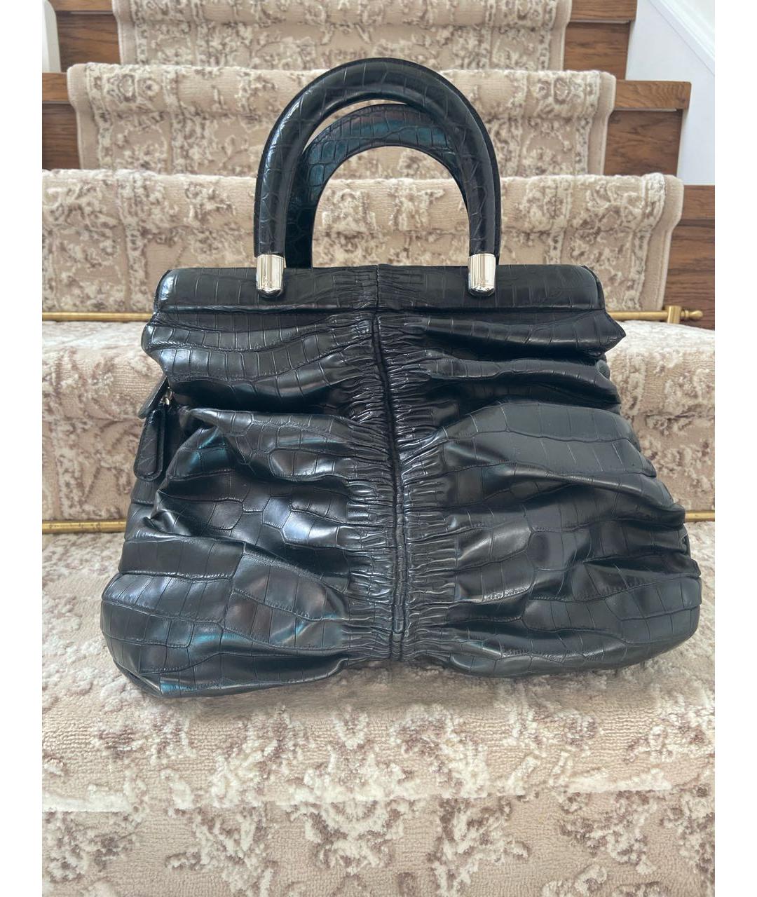 CHRISTIAN DIOR Черная сумка тоут из экзотической кожи, фото 3