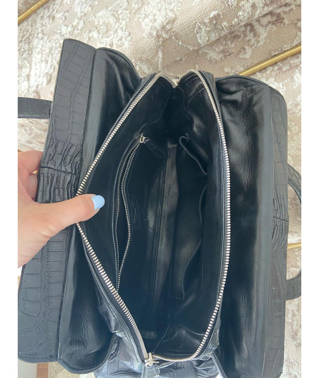 CHRISTIAN DIOR Черная сумка тоут из экзотической кожи, фото 5