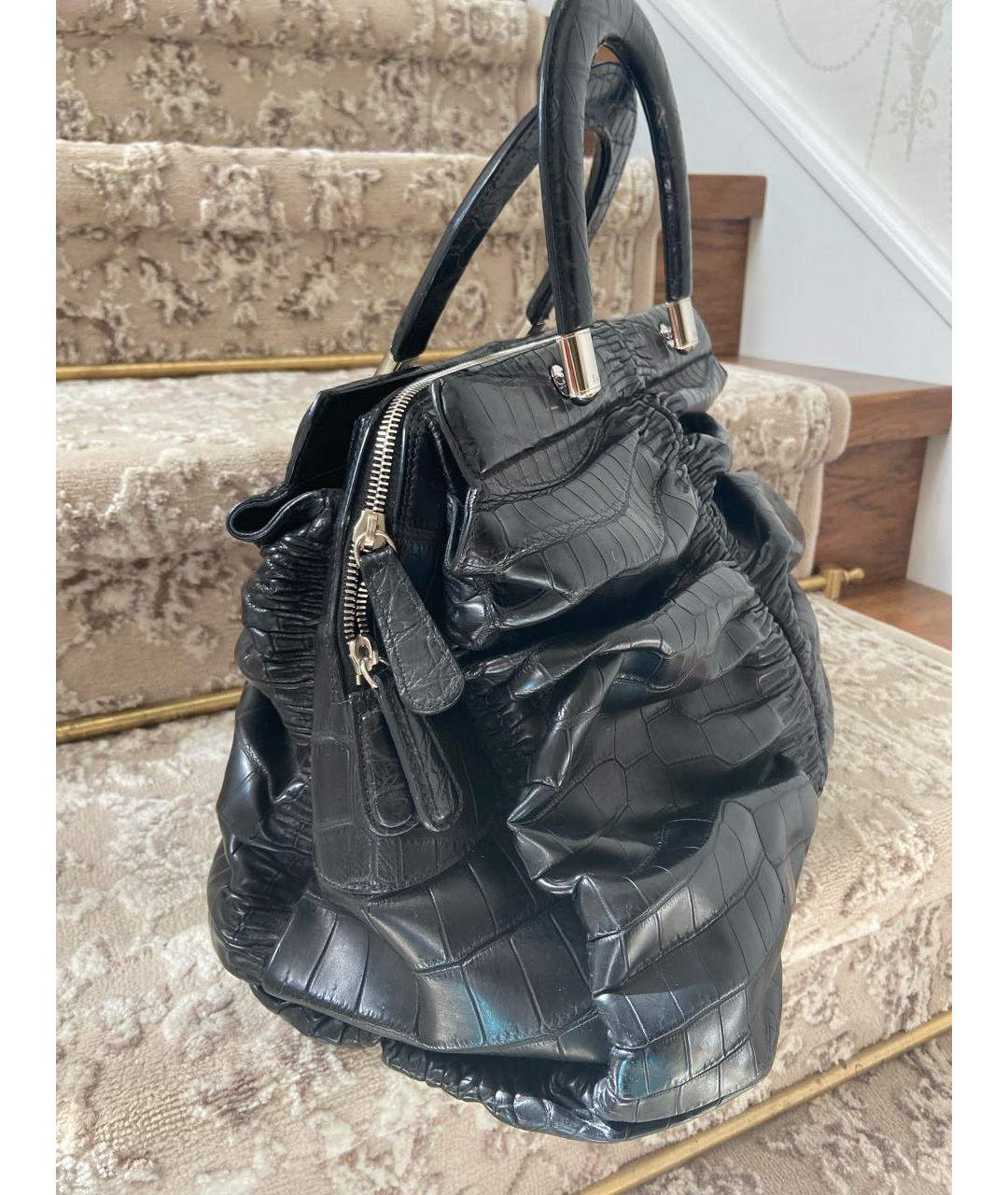 CHRISTIAN DIOR Черная сумка тоут из экзотической кожи, фото 2