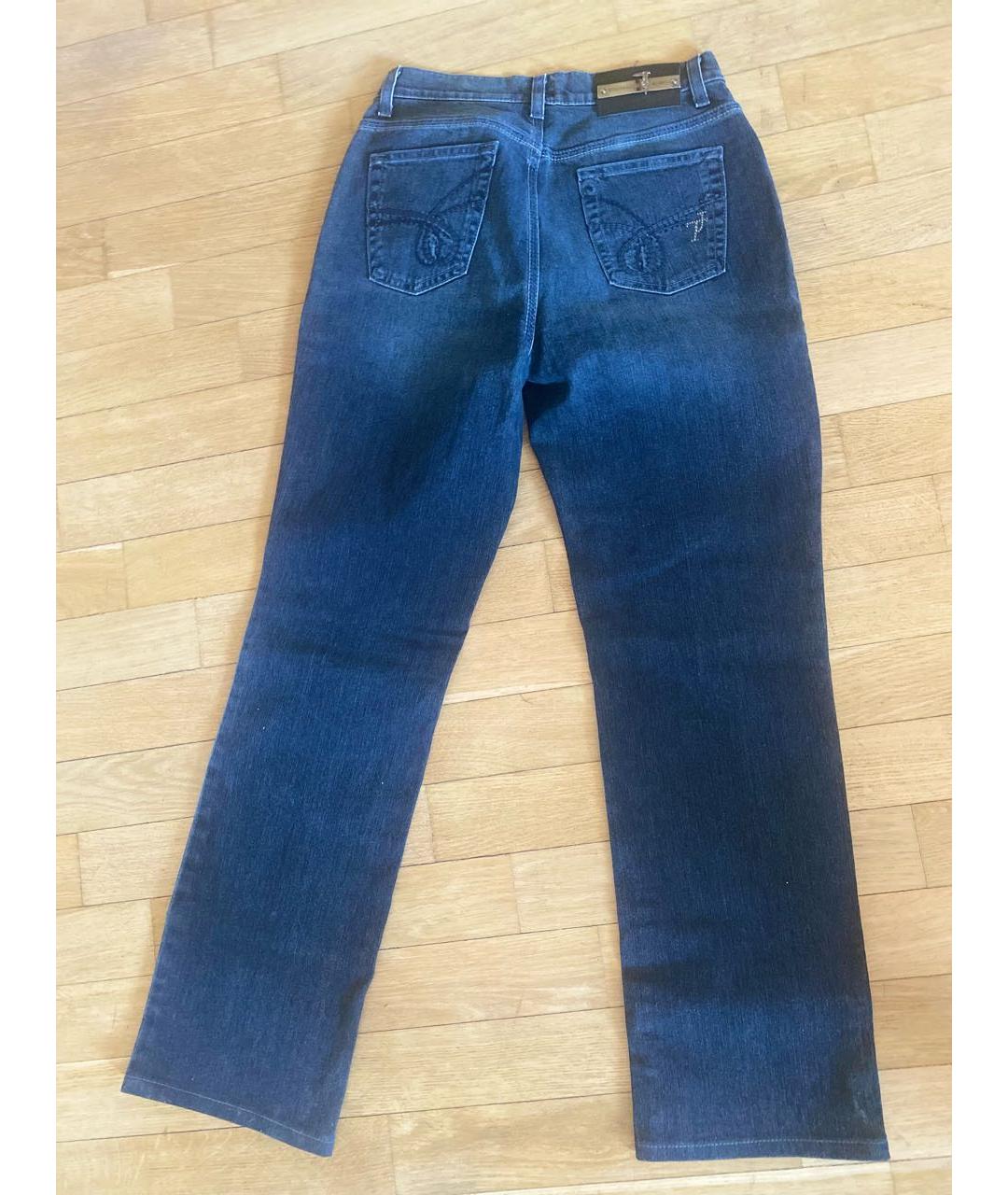 TRUSSARDI JEANS Темно-синие хлопко-эластановые прямые джинсы, фото 2