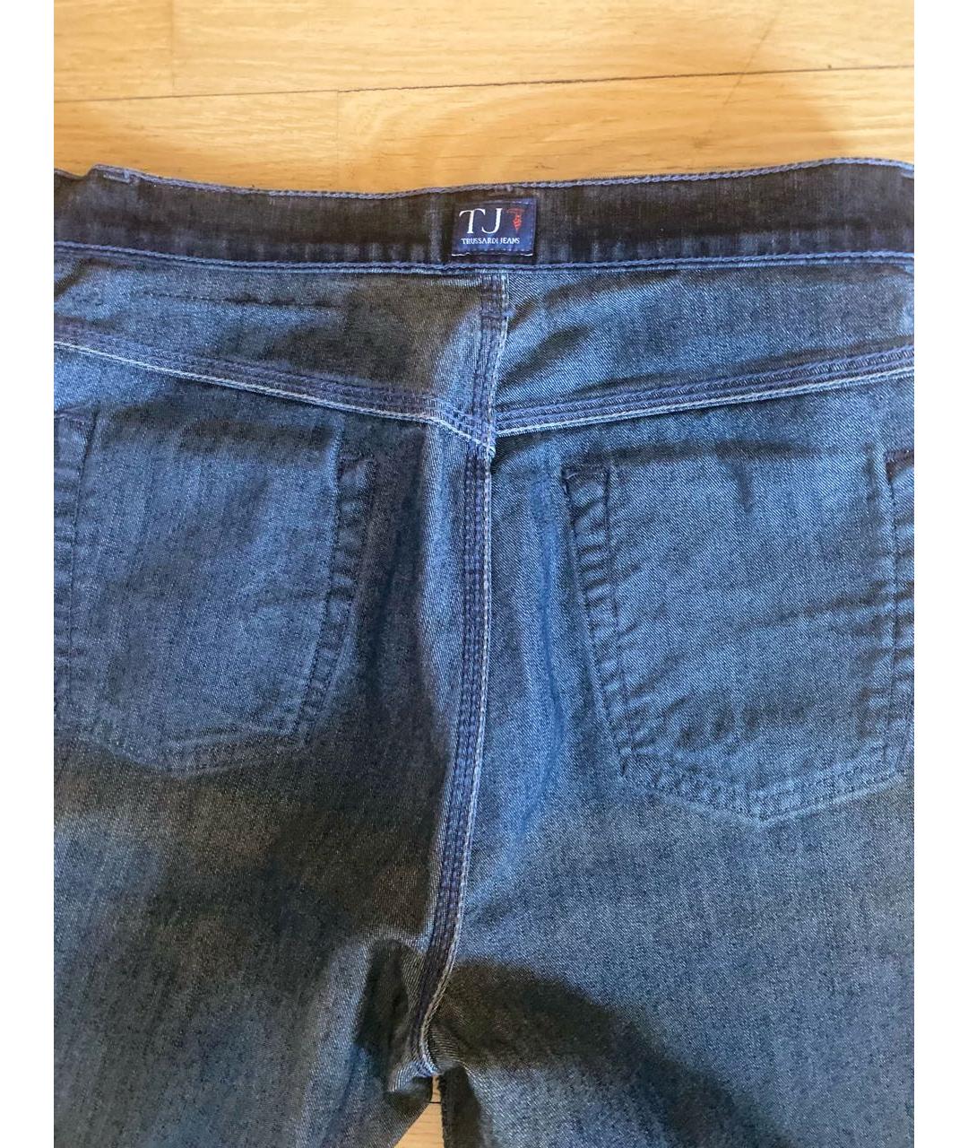 TRUSSARDI JEANS Темно-синие хлопко-эластановые прямые джинсы, фото 3