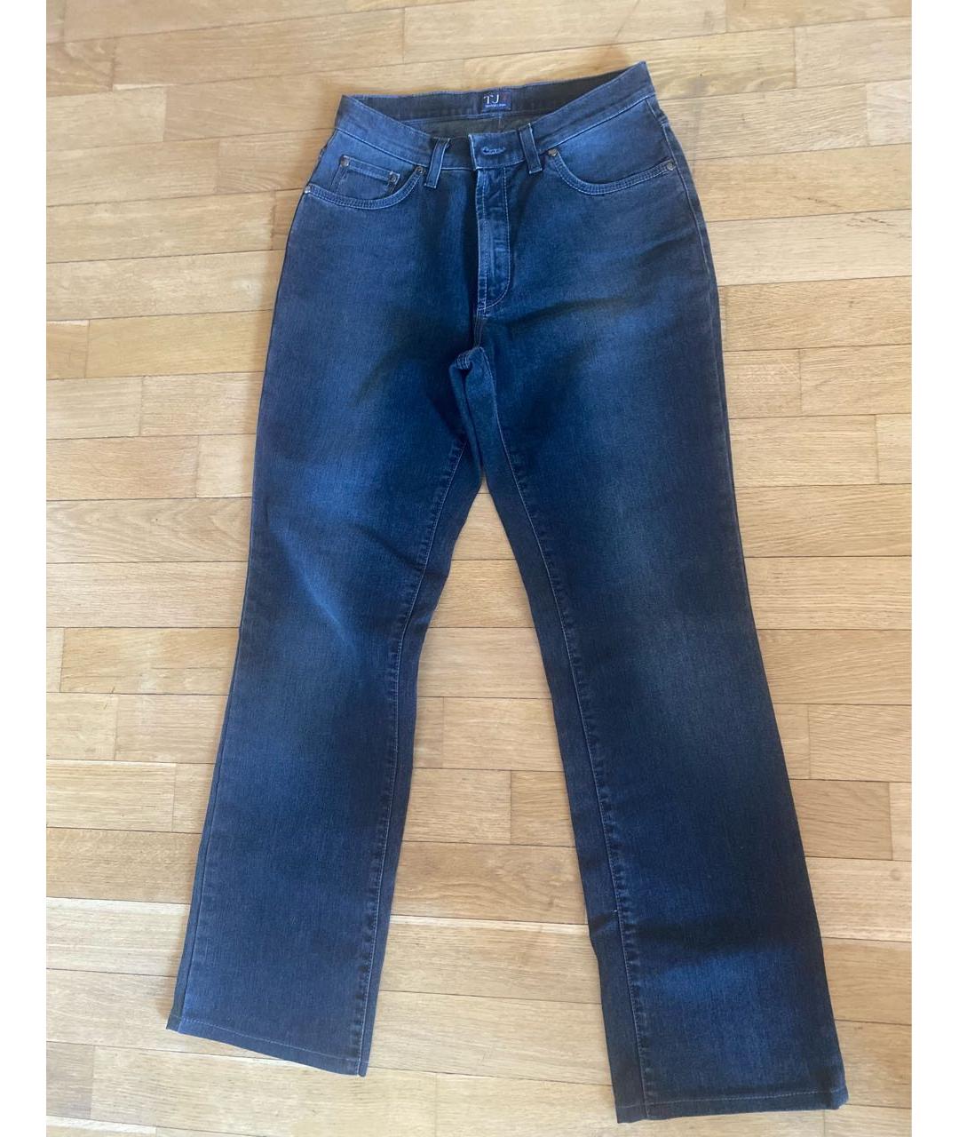 TRUSSARDI JEANS Темно-синие хлопко-эластановые прямые джинсы, фото 5