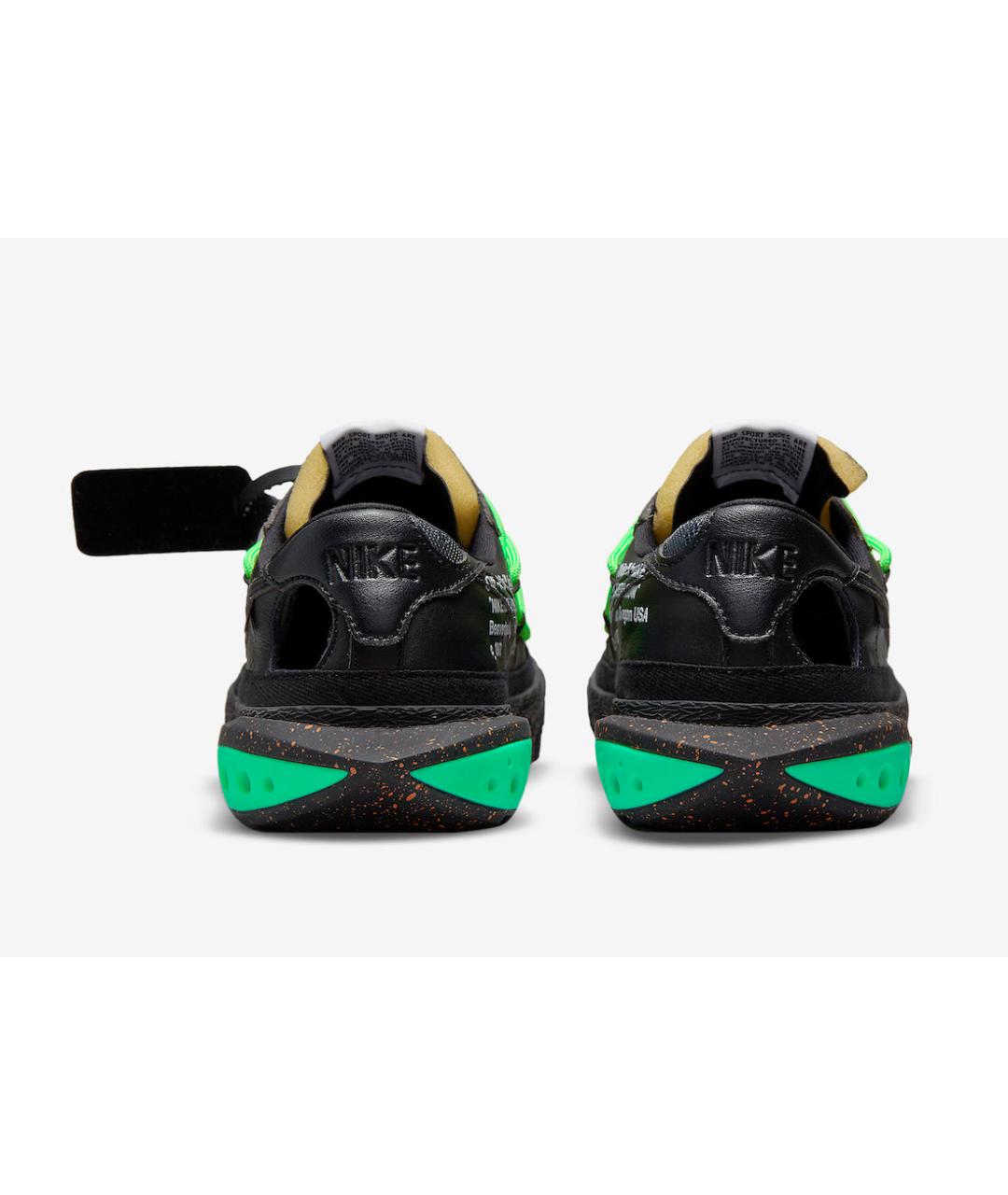 NIKE X OFF-WHITE Черные кожаные низкие кроссовки / кеды, фото 4