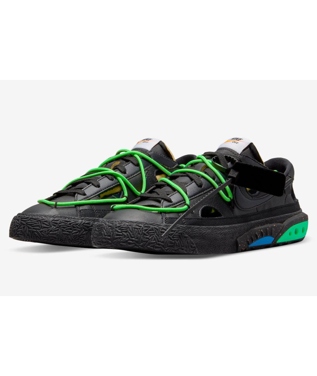 NIKE X OFF-WHITE Черные кожаные низкие кроссовки / кеды, фото 2