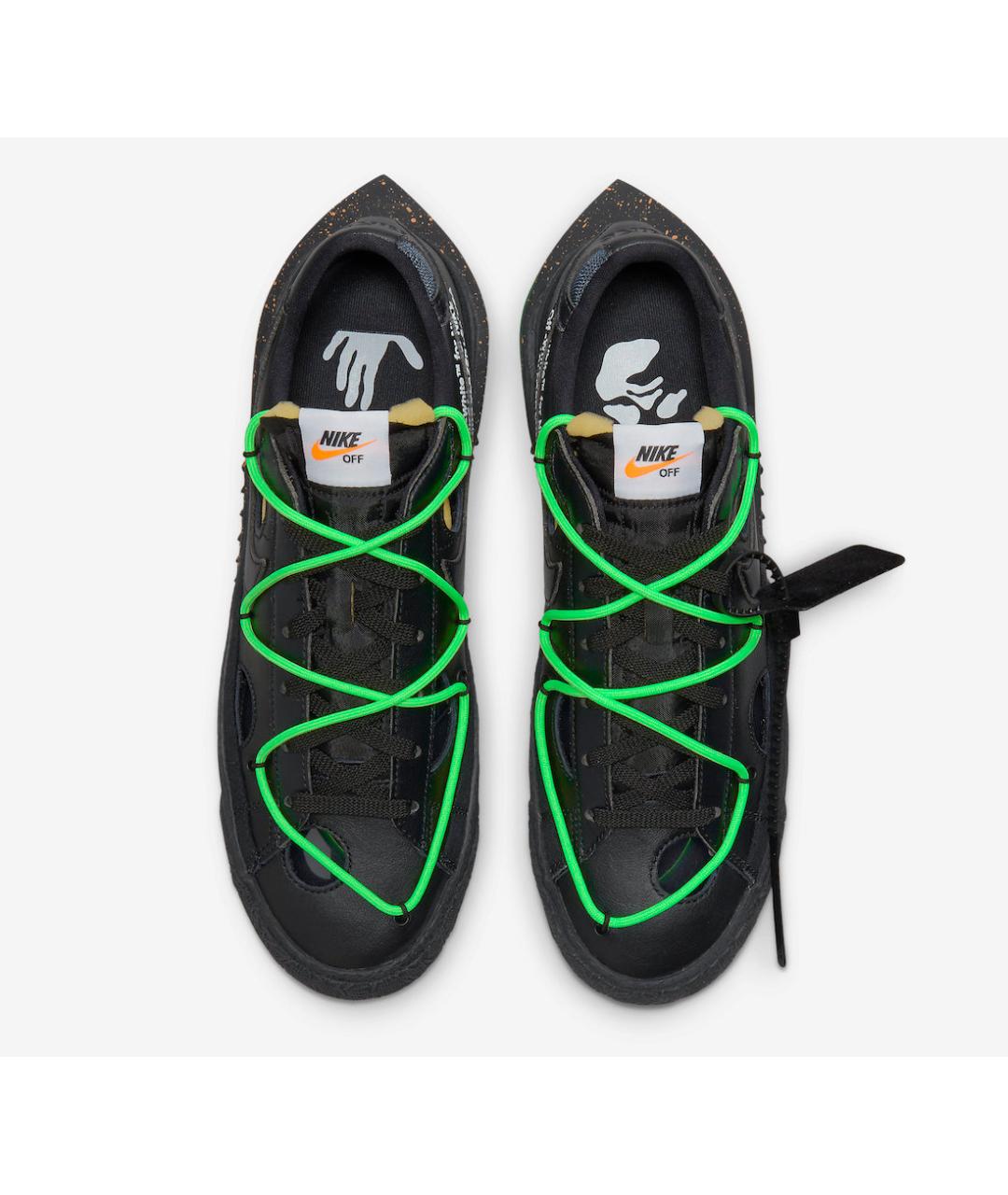 NIKE X OFF-WHITE Черные кожаные низкие кроссовки / кеды, фото 3