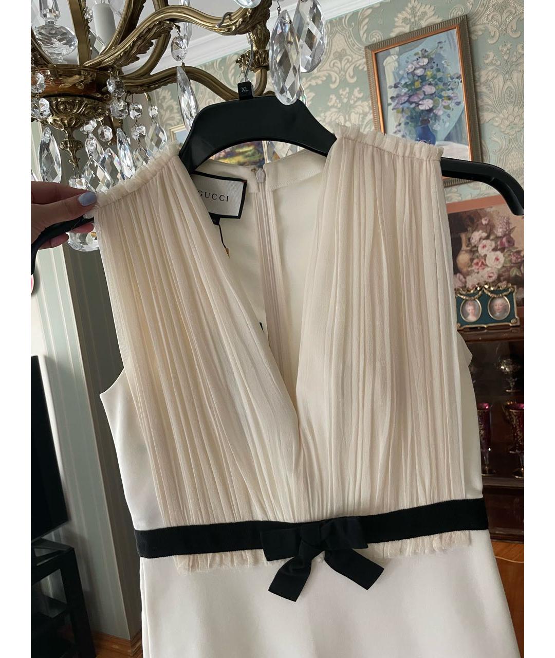 GUCCI Белое шелковое коктейльное платье, фото 4