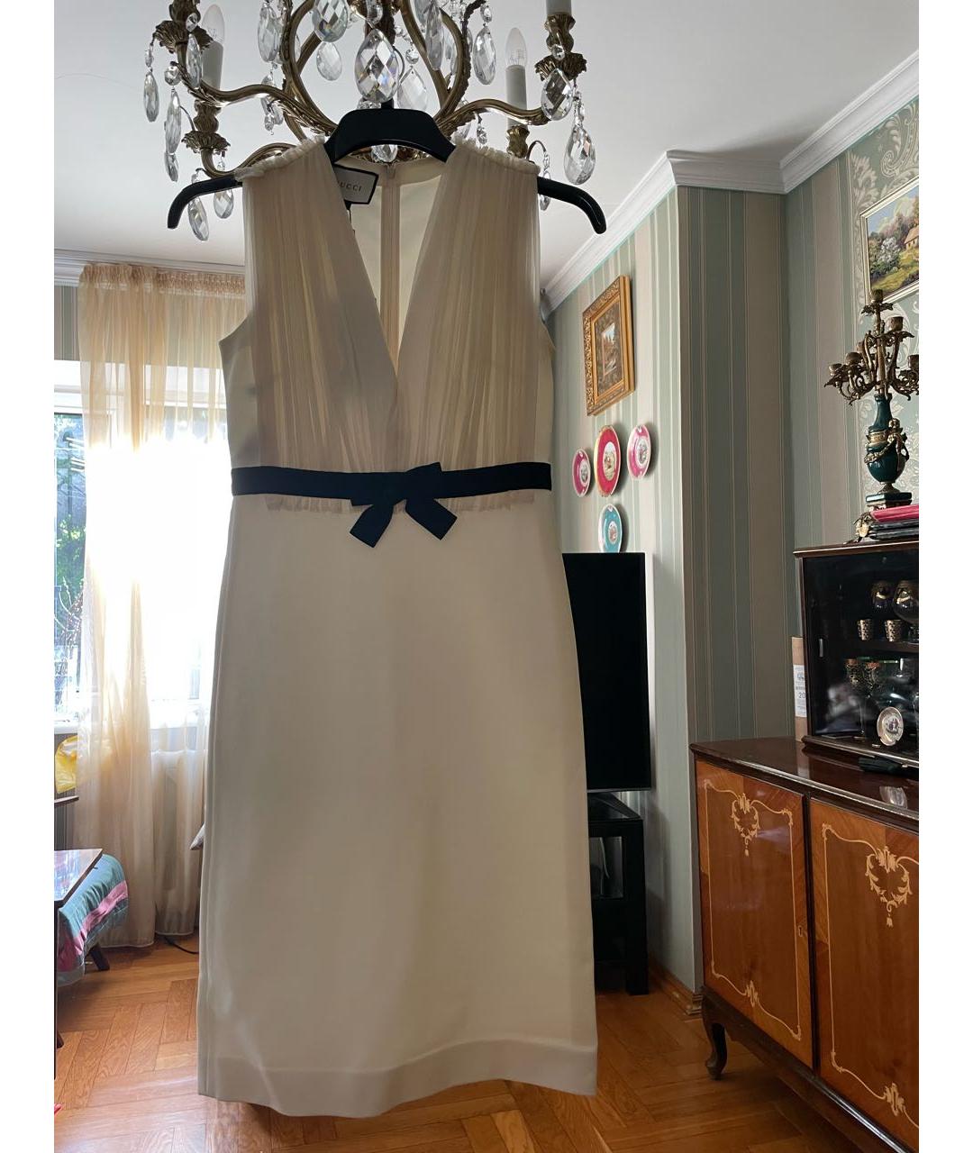 GUCCI Белое шелковое коктейльное платье, фото 7