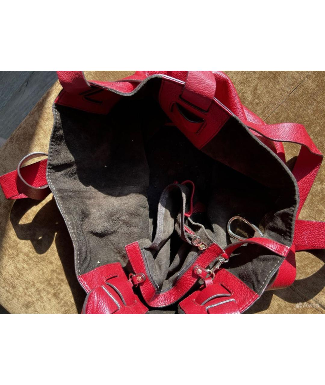 LANCEL Бордовая кожаная сумка с короткими ручками, фото 3