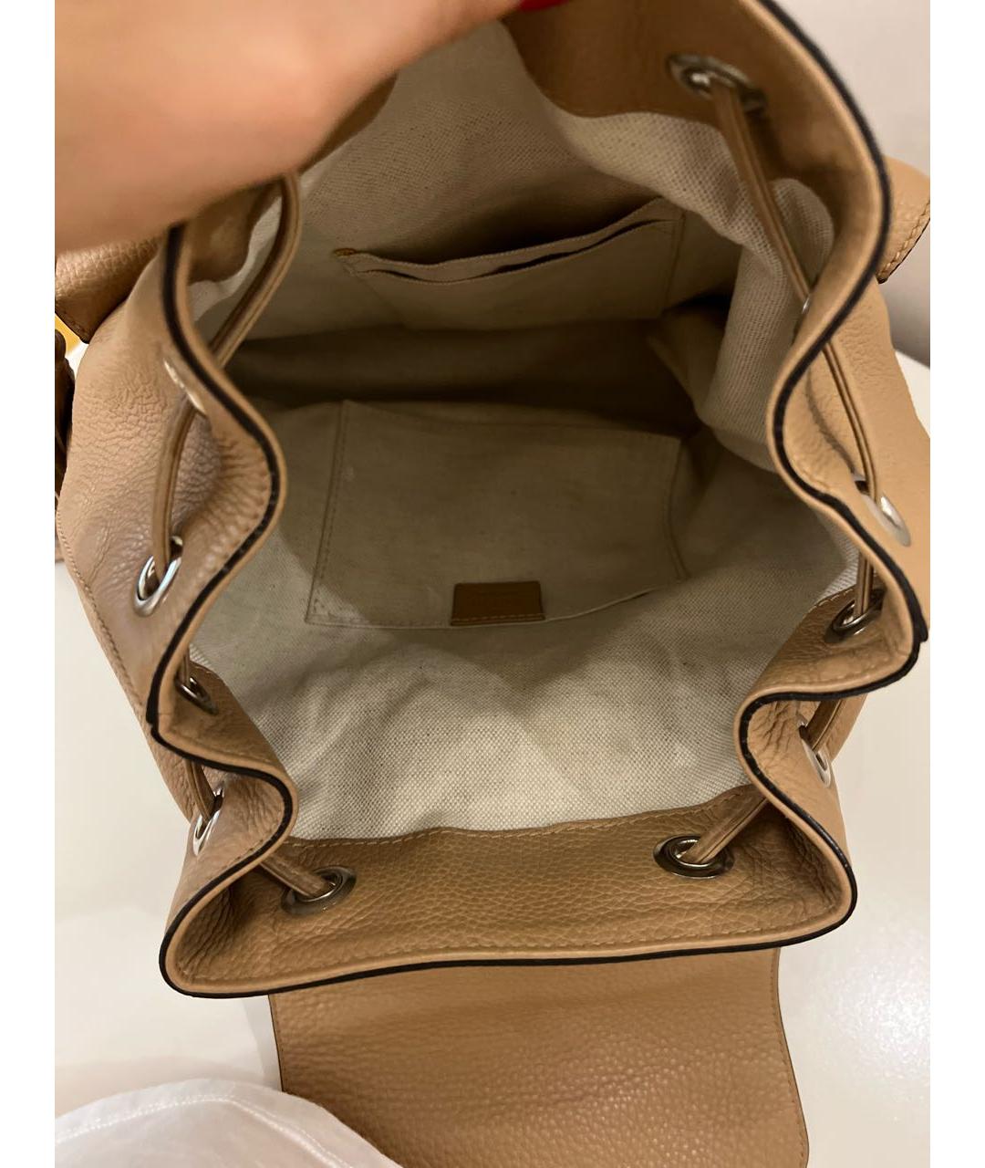 GUCCI Бежевый кожаный рюкзак, фото 4