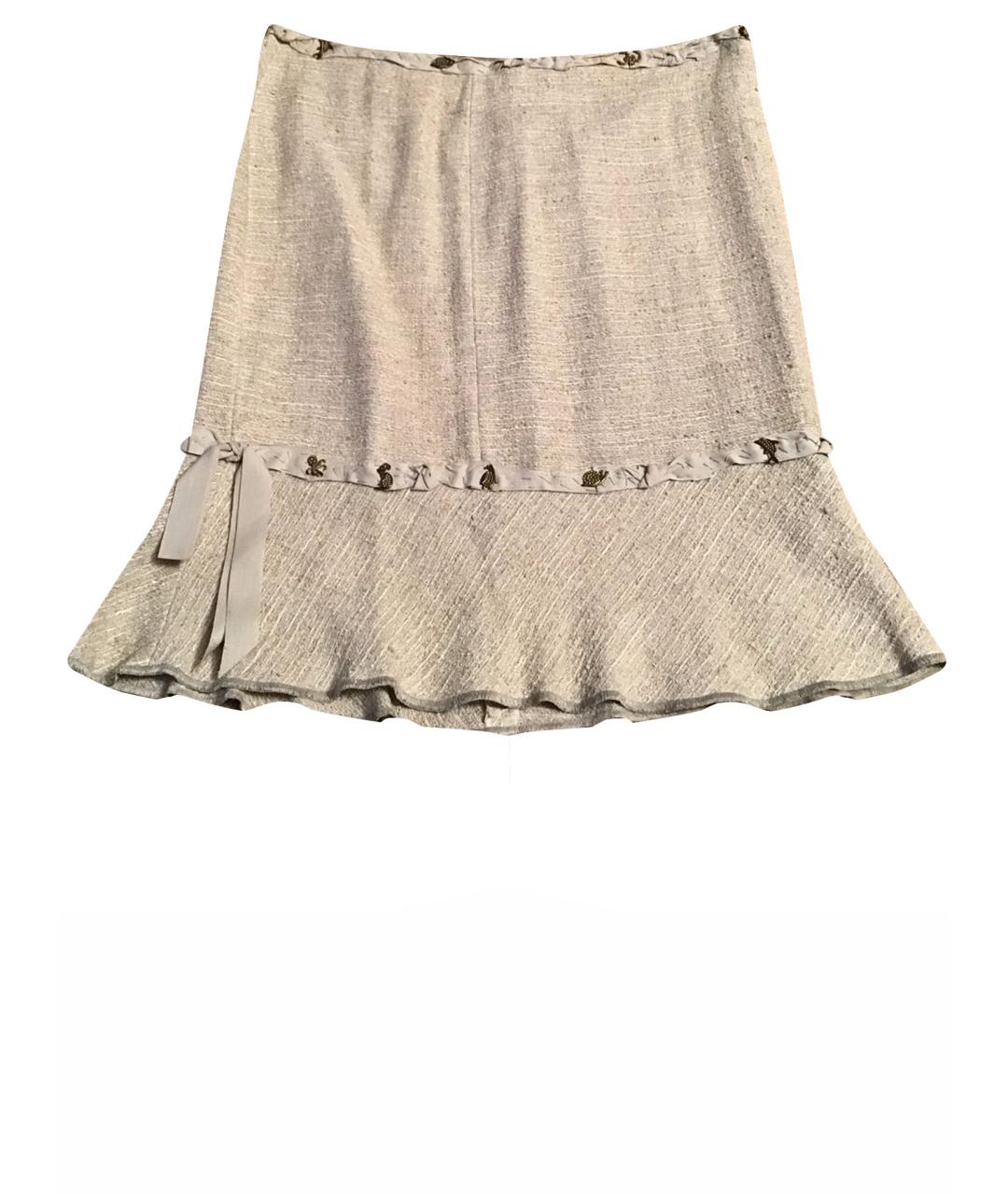 MOSCHINO Бежевая льняная юбка мини, фото 1