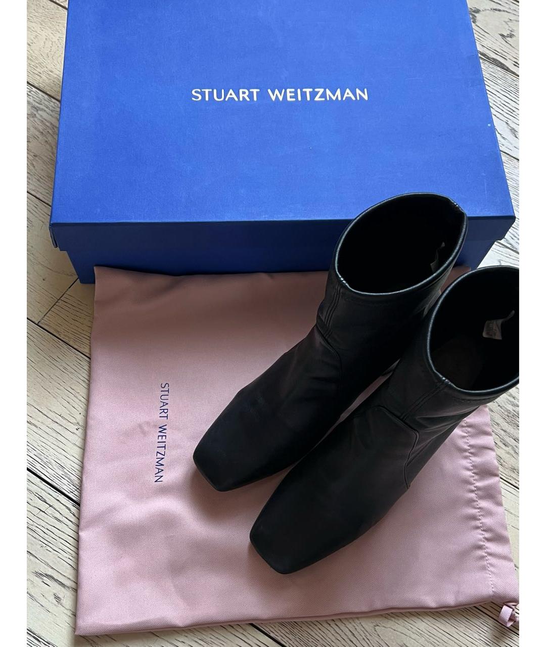 STUART WEITZMAN Черные кожаные ботильоны, фото 3