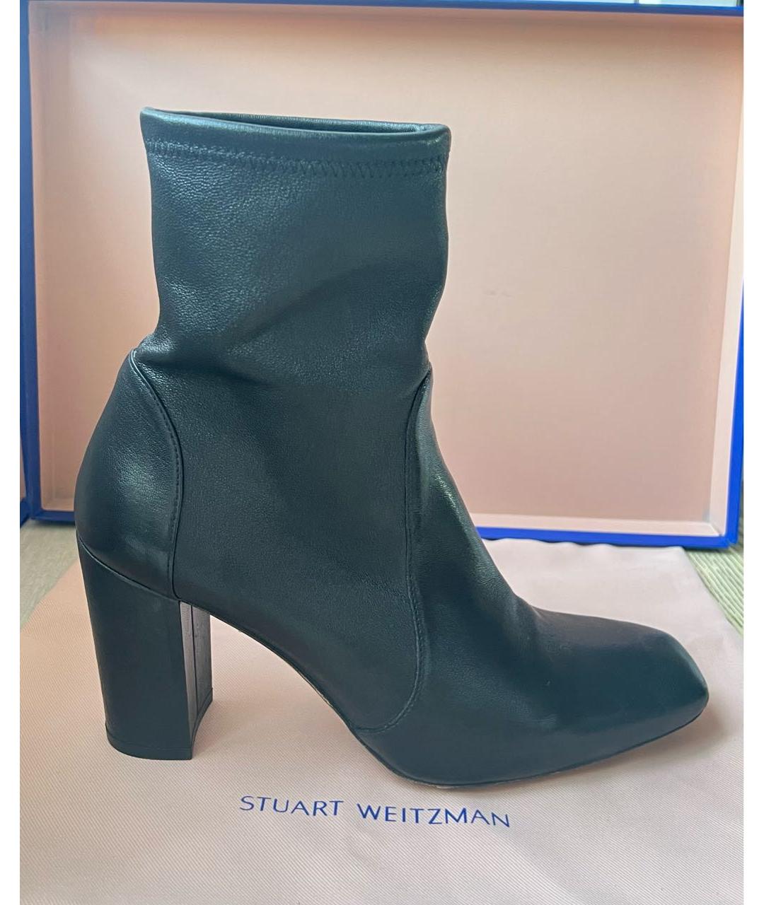 STUART WEITZMAN Черные кожаные ботильоны, фото 9