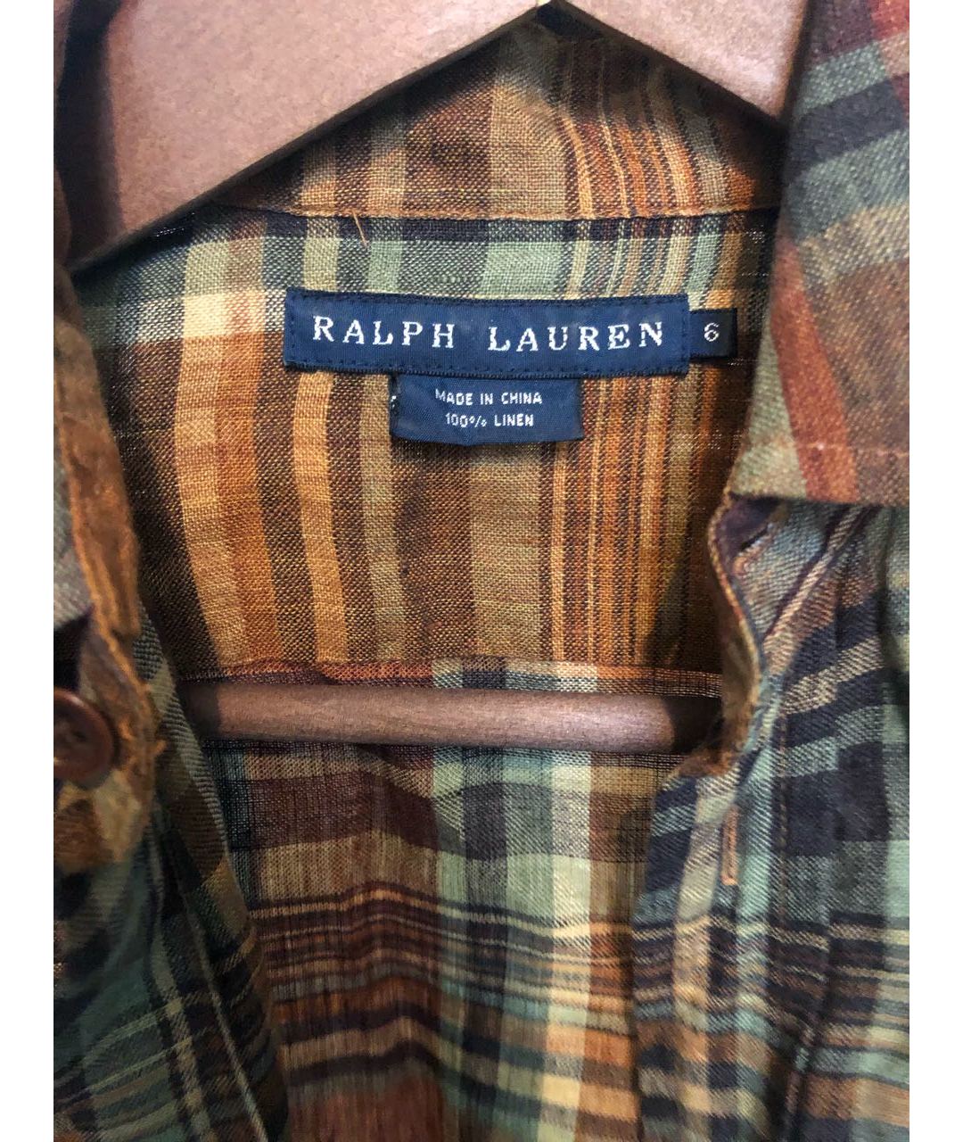 RALPH LAUREN Мульти льняная рубашка, фото 3