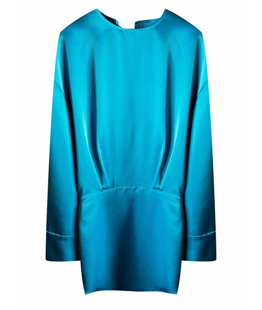 THE ATTICO Голубое шелковое коктейльное платье, фото 1