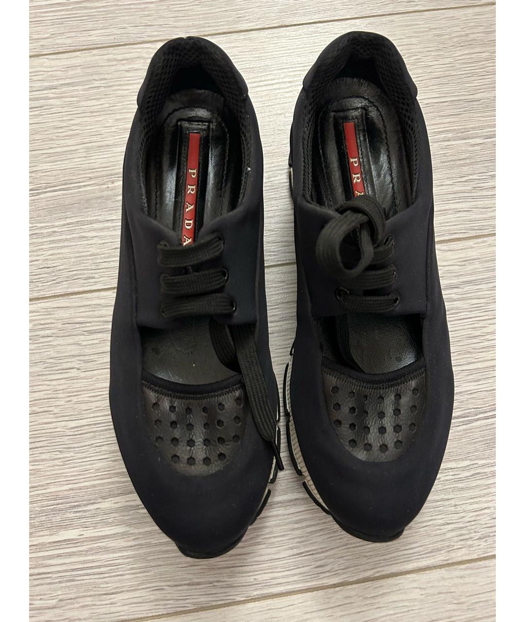 PRADA Черные кожаные кроссовки, фото 2