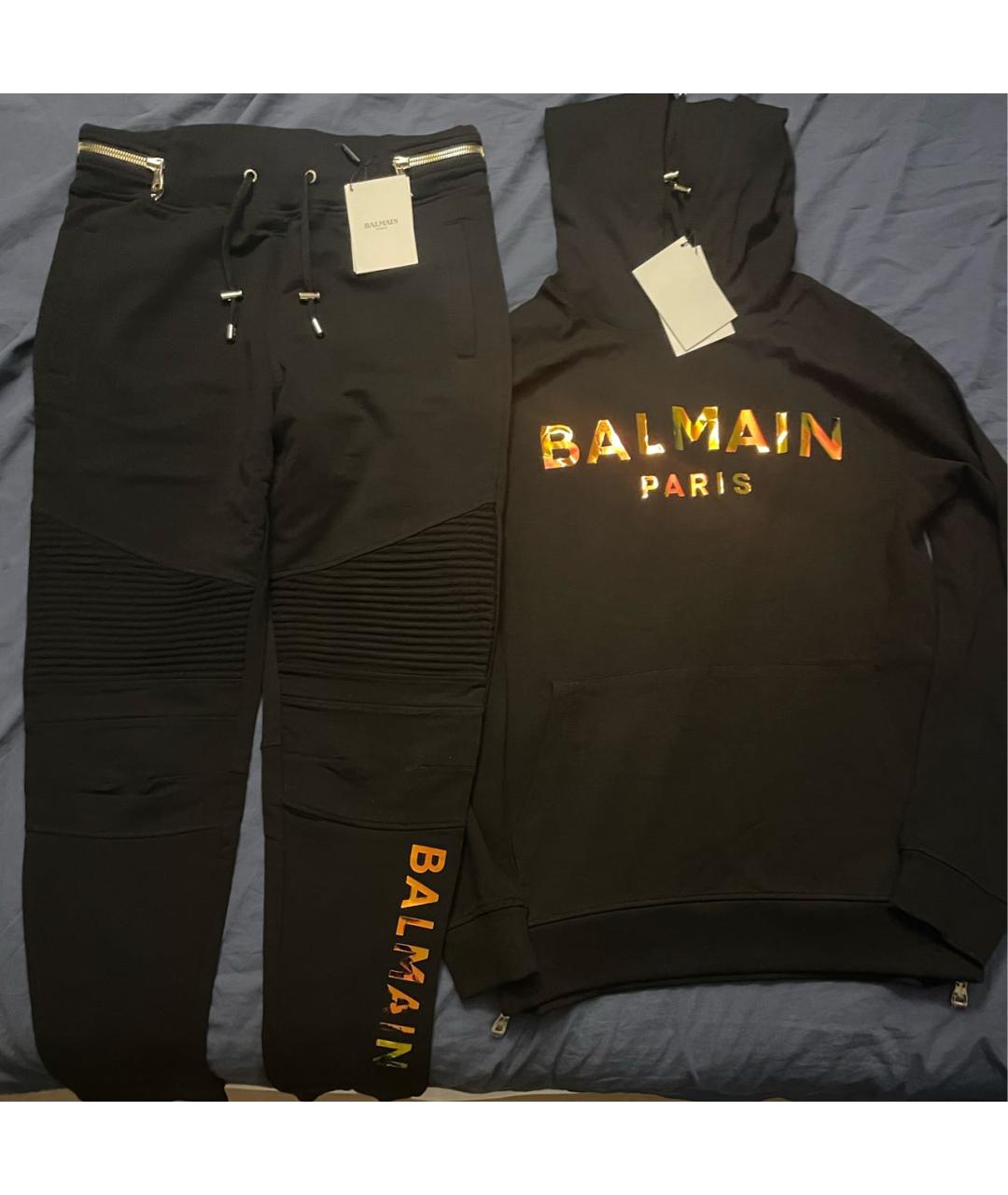 BALMAIN Черный хлопковый спортивный костюм, фото 5