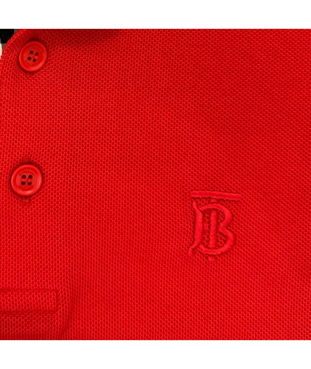 BURBERRY Красное хлопковое поло с коротким рукавом, фото 4