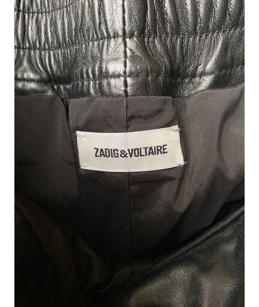 ZADIG & VOLTAIRE Черные кожаные прямые брюки, фото 4