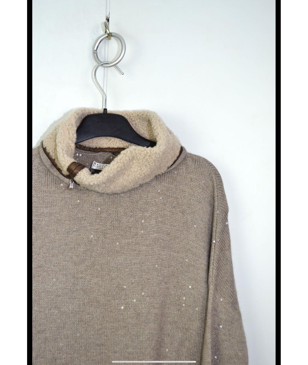 BRUNELLO CUCINELLI Бежевый кашемировый джемпер / свитер, фото 3