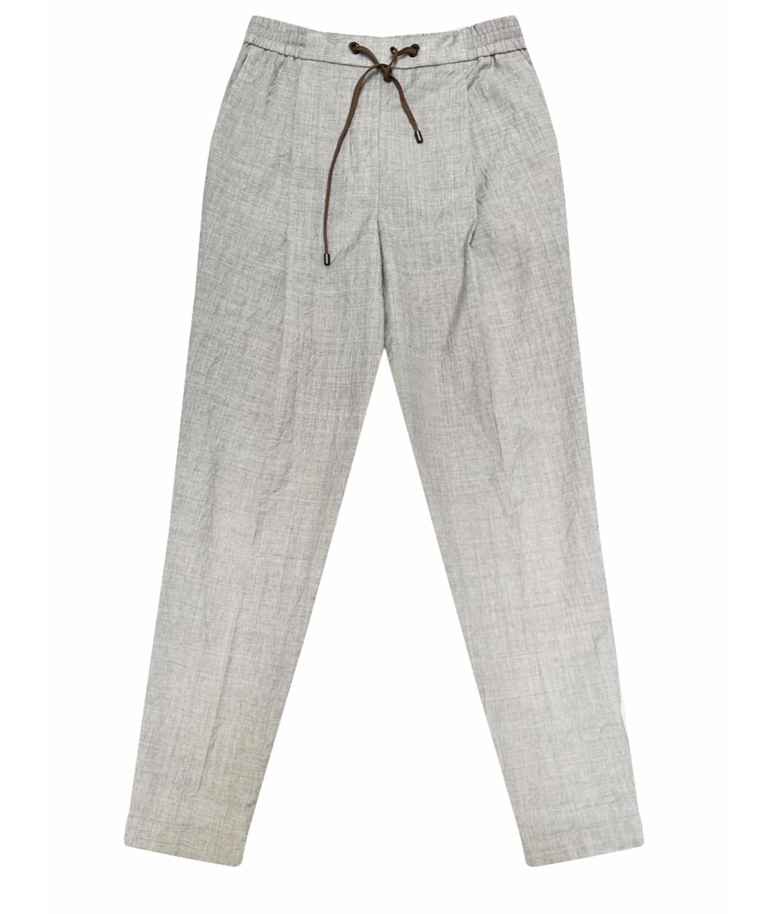 BRUNELLO CUCINELLI Серые шерстяные брюки узкие, фото 1