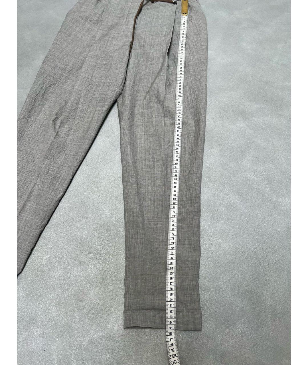BRUNELLO CUCINELLI Серые шерстяные брюки узкие, фото 6