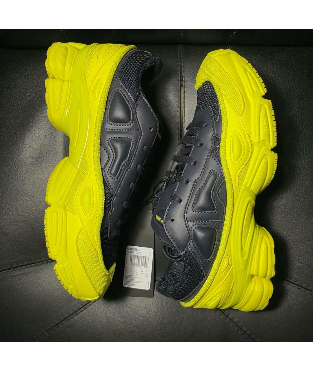 ADIDAS X RAF SIMONS Желтые кожаные низкие кроссовки / кеды, фото 5