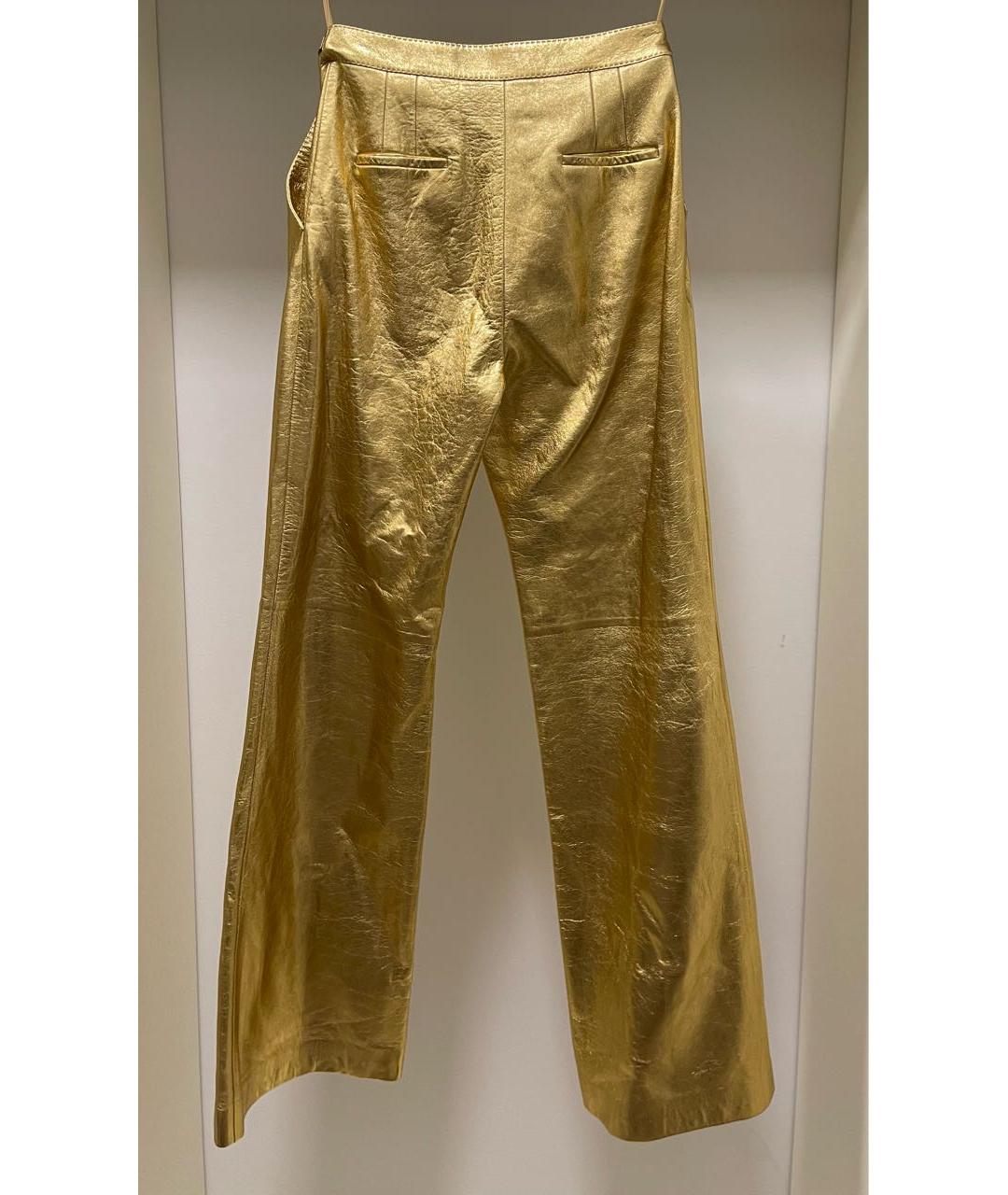 GABRIELA HEARST Золотые кожаные брюки широкие, фото 6