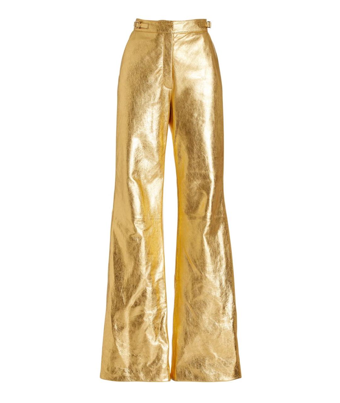 GABRIELA HEARST Золотые кожаные брюки широкие, фото 1