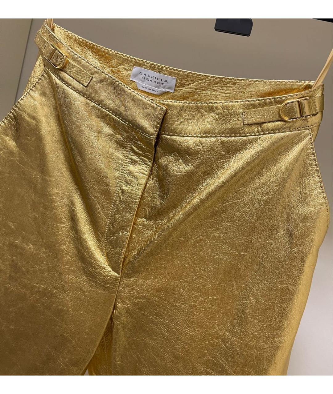 GABRIELA HEARST Золотые кожаные брюки широкие, фото 3