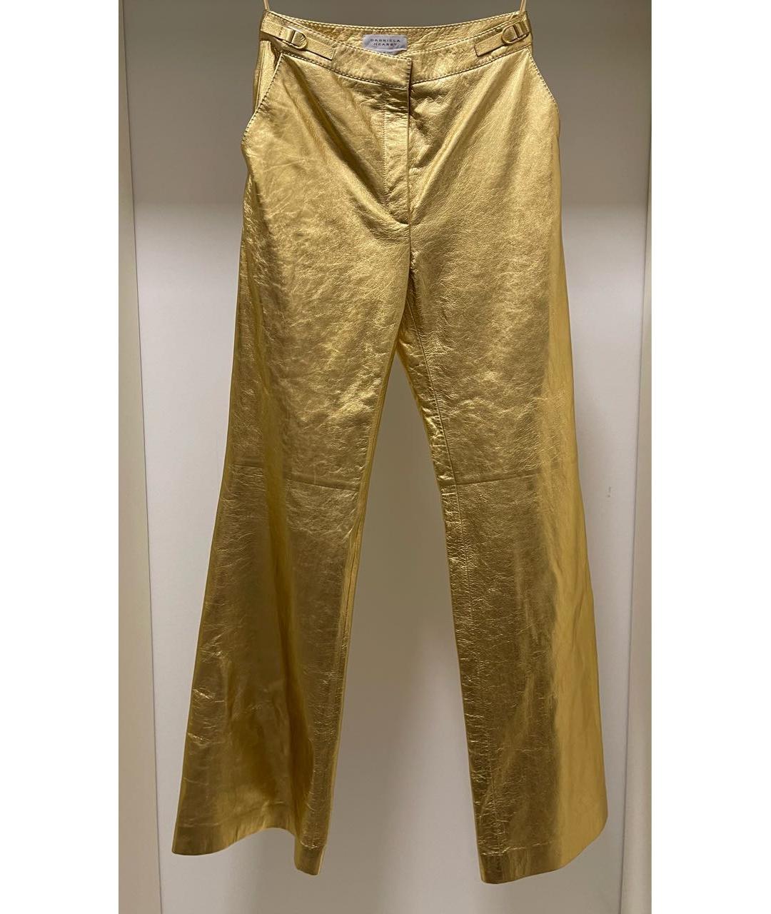 GABRIELA HEARST Золотые кожаные брюки широкие, фото 5