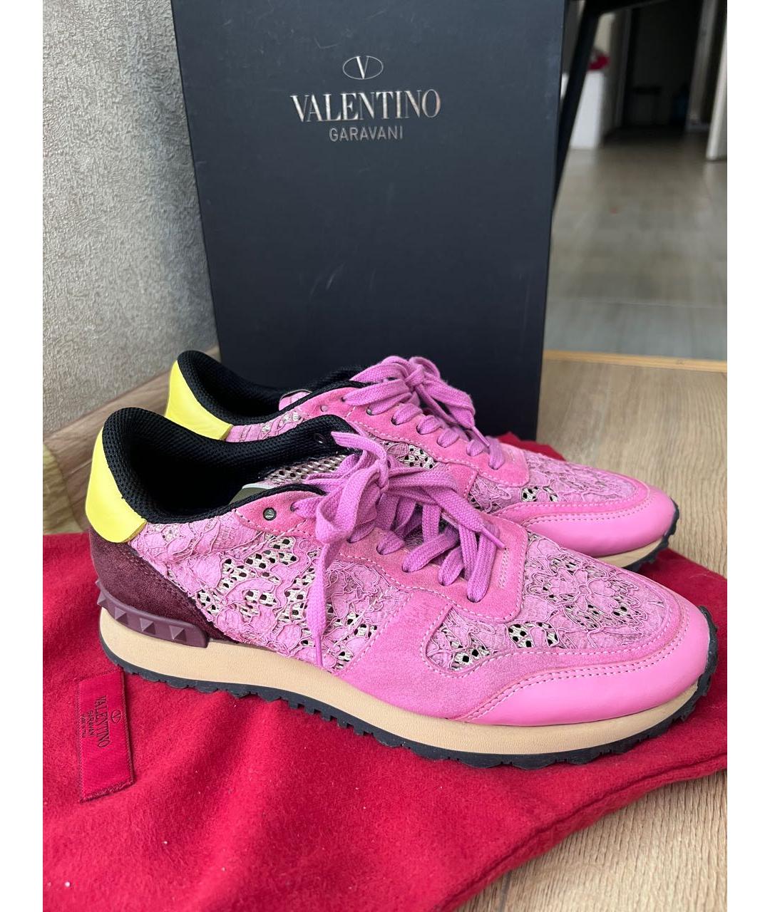 VALENTINO Розовые кожаные кроссовки, фото 5