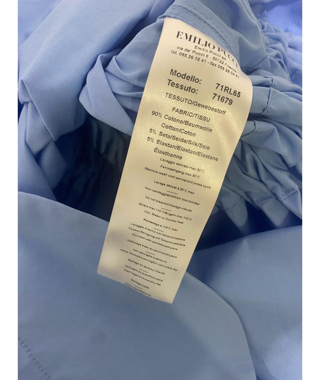 EMILIO PUCCI Голубое хлопковое повседневное платье, фото 3