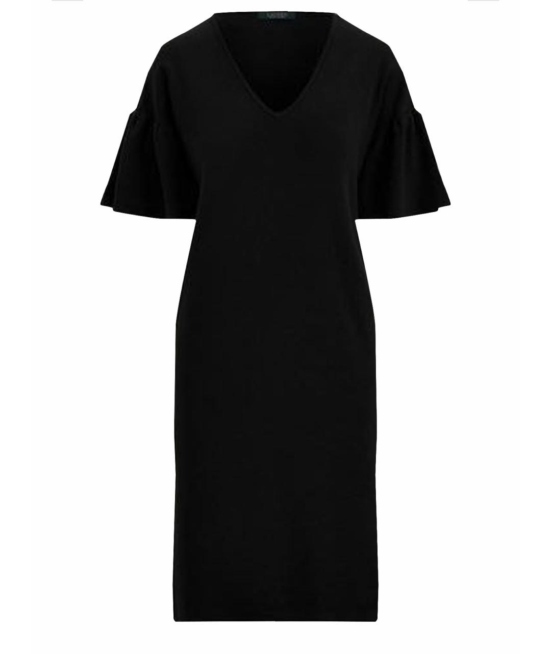 RALPH LAUREN Черное хлопко-эластановое повседневное платье, фото 1