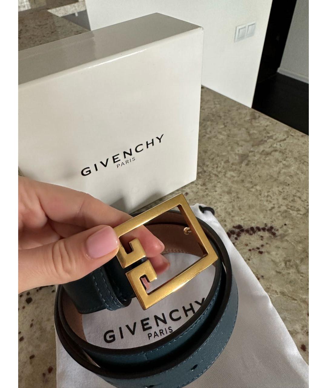 GIVENCHY Синий кожаный ремень, фото 3