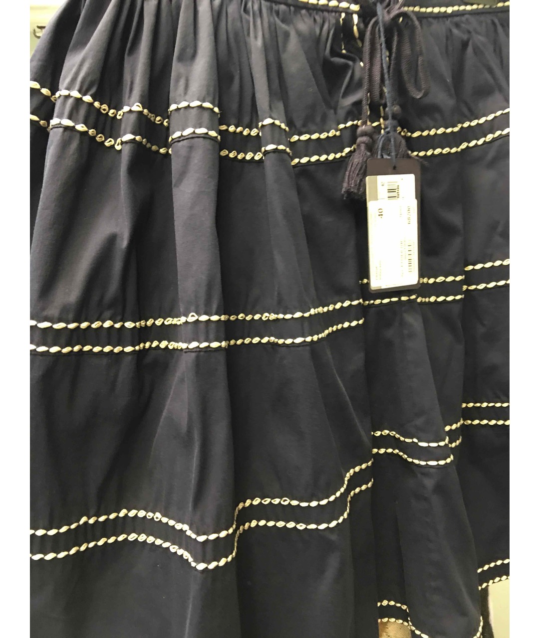 PRADA Темно-синяя хлопко-эластановая юбка миди, фото 2