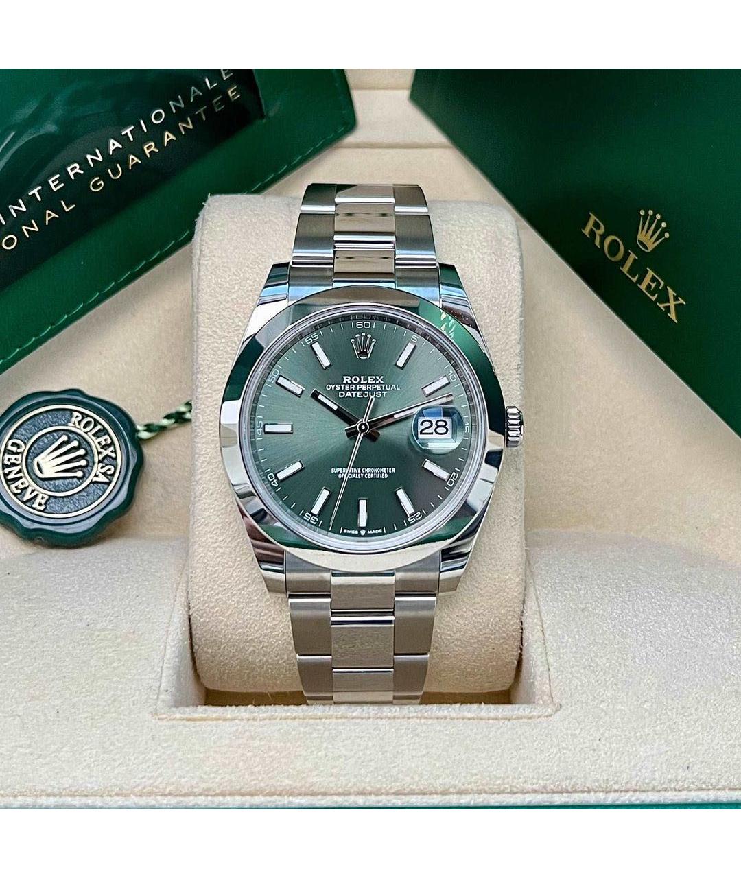 ROLEX Зеленые металлические часы, фото 3