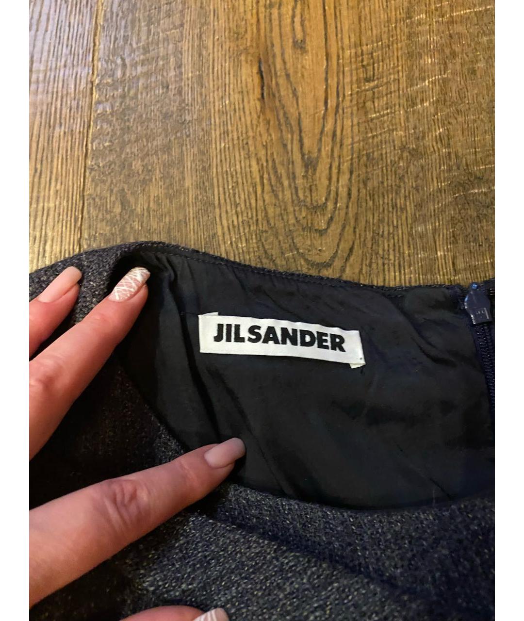 JIL SANDER Синее шерстяное повседневное платье, фото 4