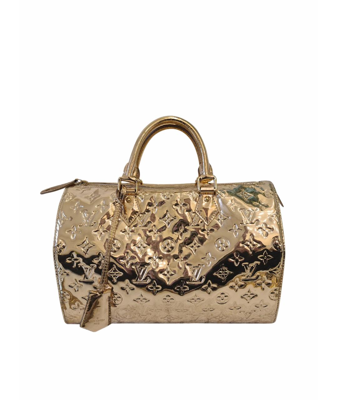 LOUIS VUITTON Золотая сумка с короткими ручками из лакированной кожи, фото 1