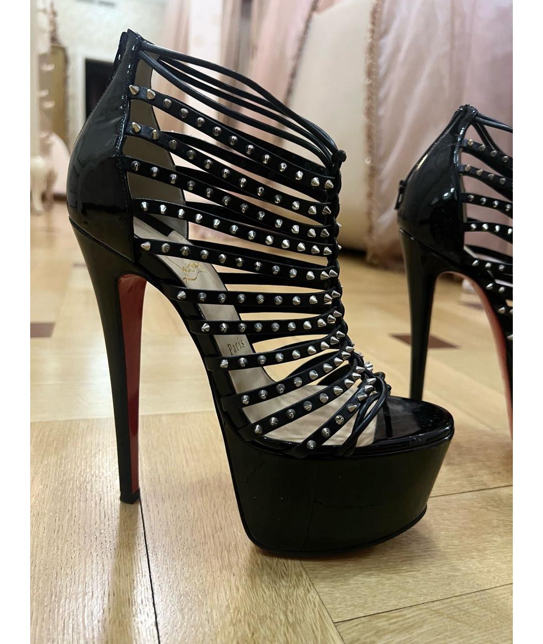 CHRISTIAN LOUBOUTIN Черные кожаные босоножки, фото 2