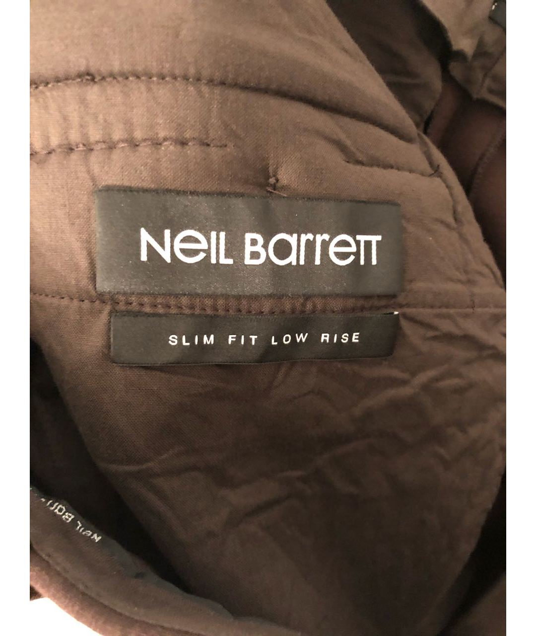 NEIL BARRETT Коричневые полиуретановые брюки чинос, фото 6